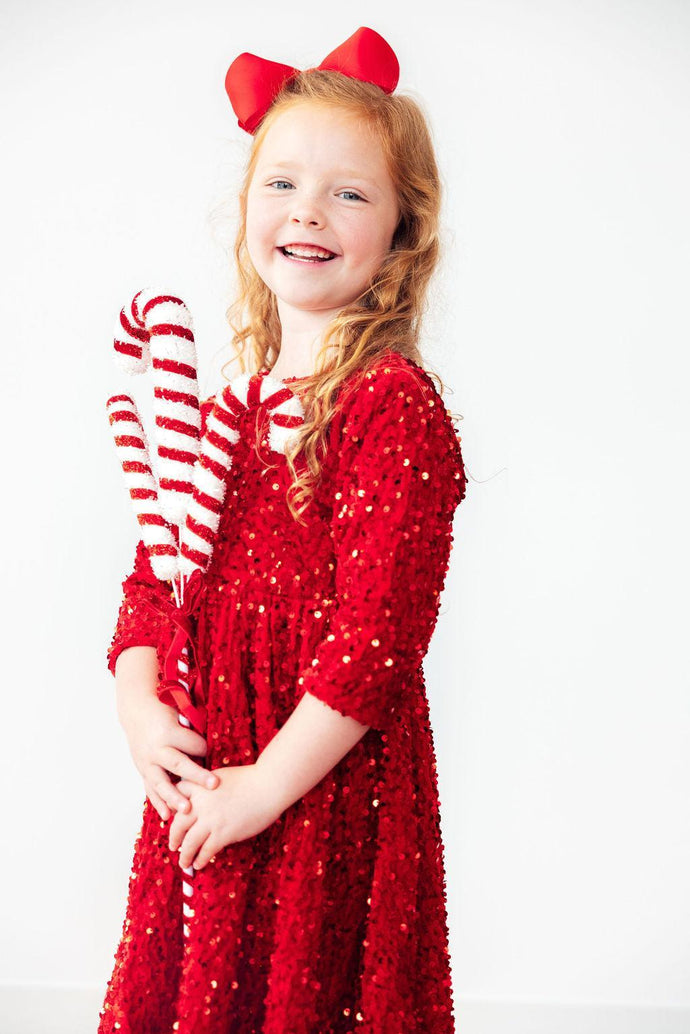 Red Velvet Sequin Dress - littlelightcollective