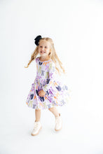 Load image into Gallery viewer, Tied with a Boo Lavender L/S Pocket Twirl Dress