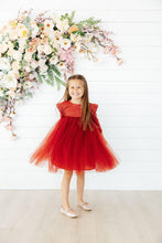 Load image into Gallery viewer, Pumpkin Spice Shimmer 3/4 Sleeve Tutu Dress