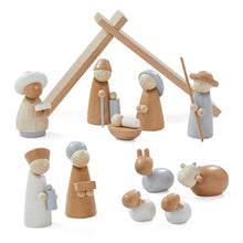 Load image into Gallery viewer, Natural Wood Nativity Set