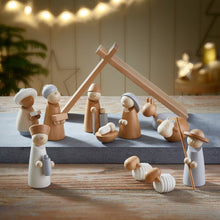 Load image into Gallery viewer, Natural Wood Nativity Set