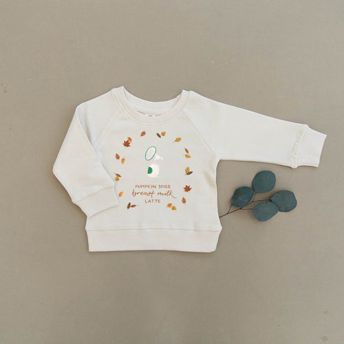 Pumpkin Spice Breast Milk Latte Organic Baby & Toddler Natural Pullover - littlelightcollective