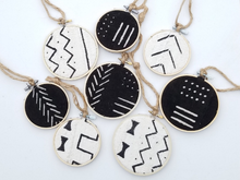 Load image into Gallery viewer, Boho Chic Authentic African Mudcloth Ornament Set - littlelightcollective