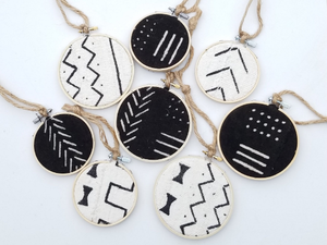 Boho Chic Authentic African Mudcloth Ornament Set - littlelightcollective