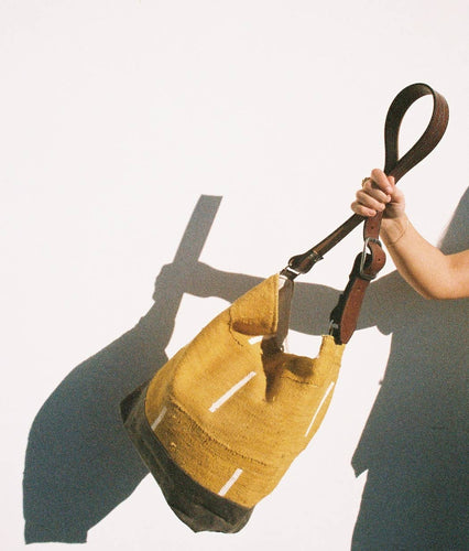 Mustard Lined Mudcloth Tote - littlelightcollective