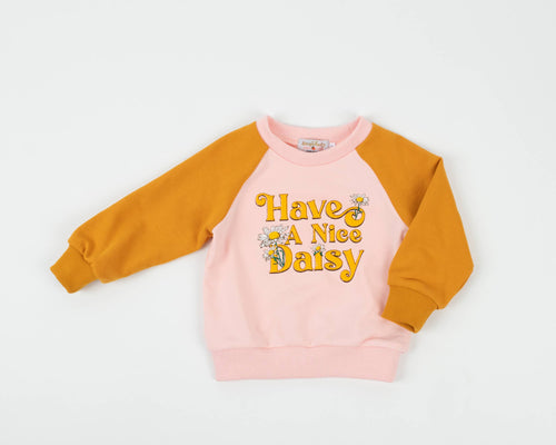 Have a Nice Daisy Retro Raglan French Terry Sweatshirt Kids - littlelightcollective