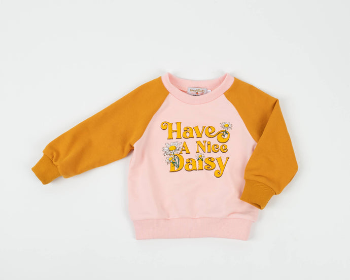 Have a Nice Daisy Retro Raglan French Terry Sweatshirt Kids - littlelightcollective