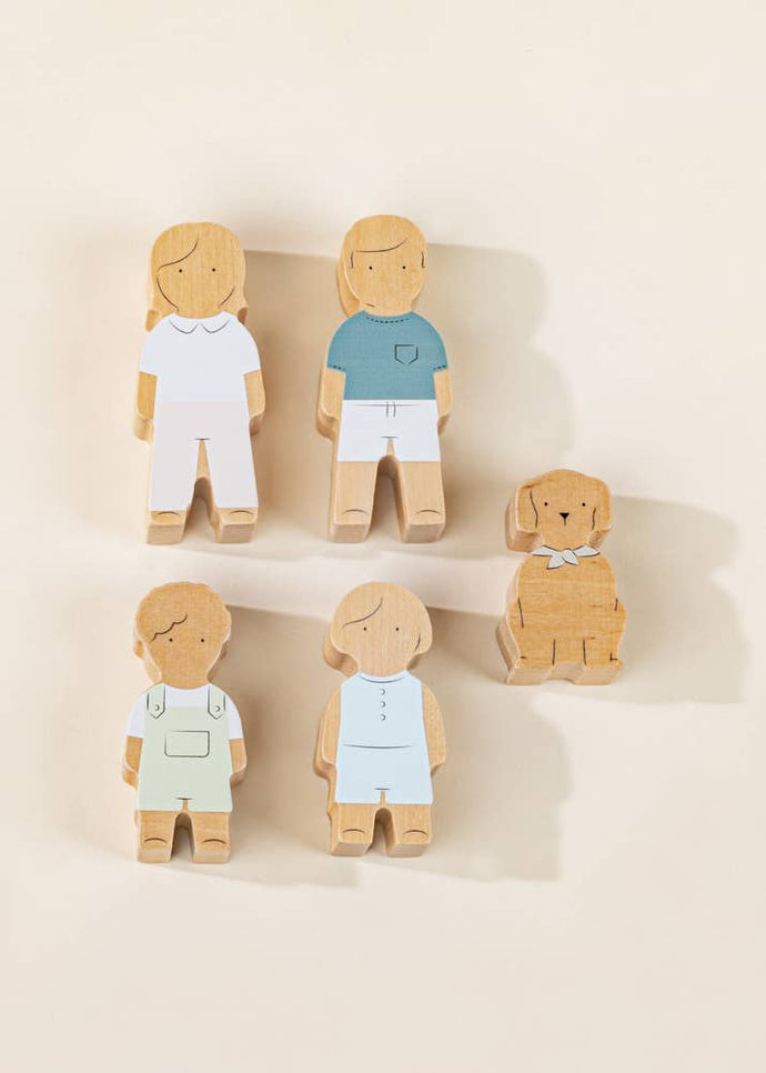Set of 5 Family Wooden Dollhouse Characters - littlelightcollective