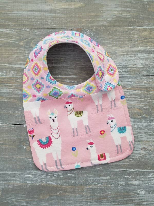 Pink Aztec Llamas Drool Bib - littlelightcollective