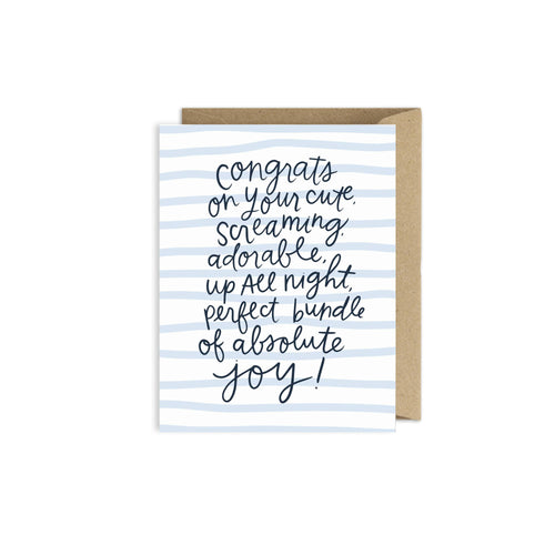 Funny New Baby Card - Congrats Bundle of Joy - littlelightcollective
