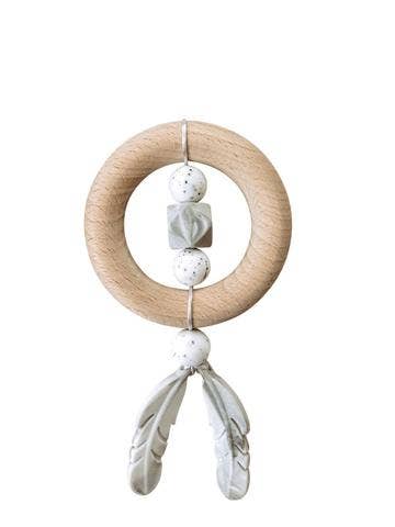 Chewable Charm - Dreamcatcher Silicone + Wood Teether - Moonstone - littlelightcollective