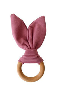 Chewable Charm - Crinkle Bunny Ears Teether - Mauve - littlelightcollective