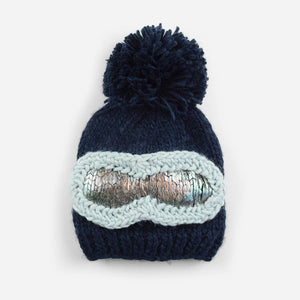 Ski Goggles Navy | Acrylic Hand Knit Kids & Baby Hat - Beanie - littlelightcollective
