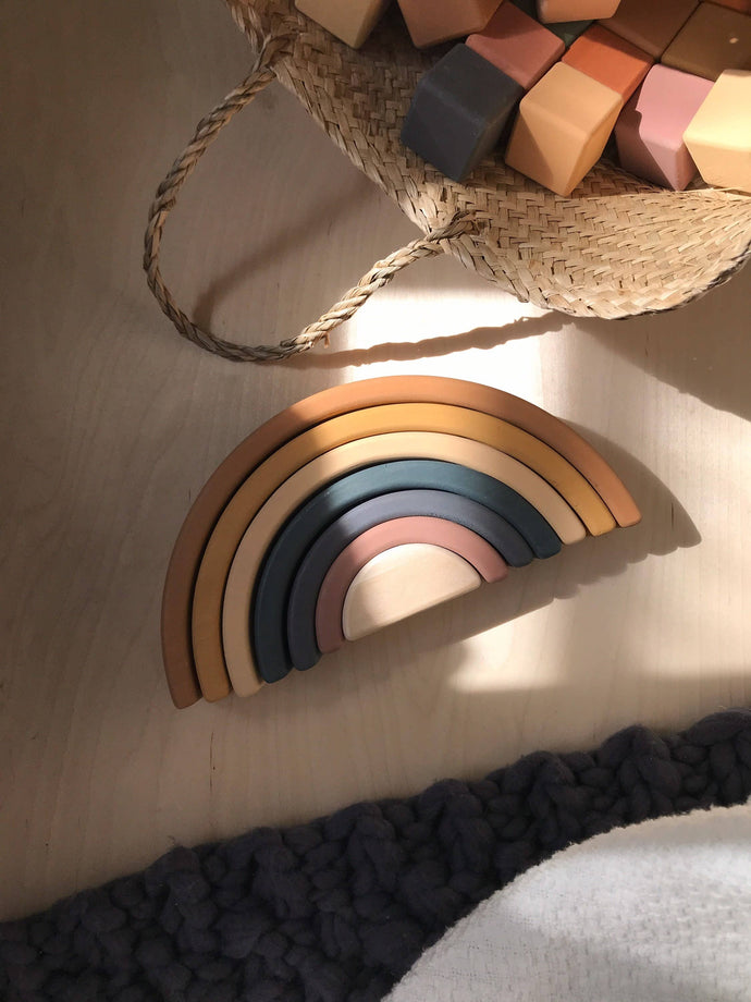 Wooden Rainbow Toy Arch Stacker from Wood Gift for Children - littlelightcollective