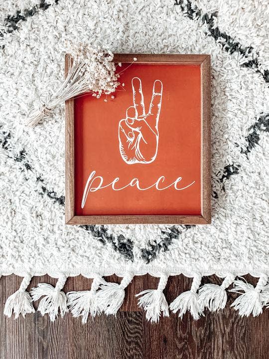 Peace Hand | Modern Boho Wood Sign - littlelightcollective