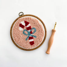 Load image into Gallery viewer, Candy Cane Begin To Punch Needle Kit - littlelightcollective