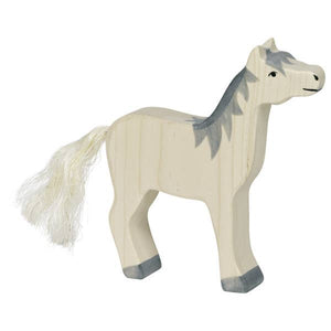HOLZTIGER Horse, head raised, grey mane - littlelightcollective