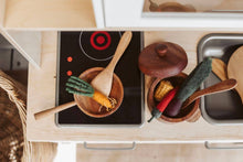 Load image into Gallery viewer, QToys Mahogany Pot And Pan Set - littlelightcollective