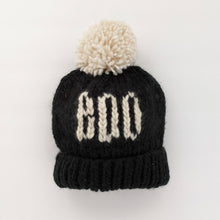 Load image into Gallery viewer, BOO Black Hand Knit Halloween Beanie Hat - littlelightcollective