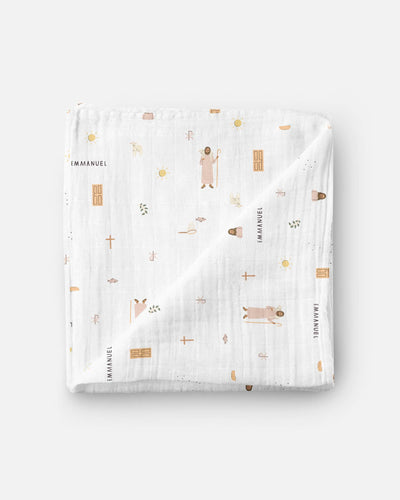 Catholic Muslin Swaddle Baby Blanket: Jesus Blanket - littlelightcollective