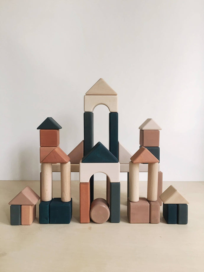 Wooden Blocks Set Castle Wooden Stack Eco Toys for Children - littlelightcollective