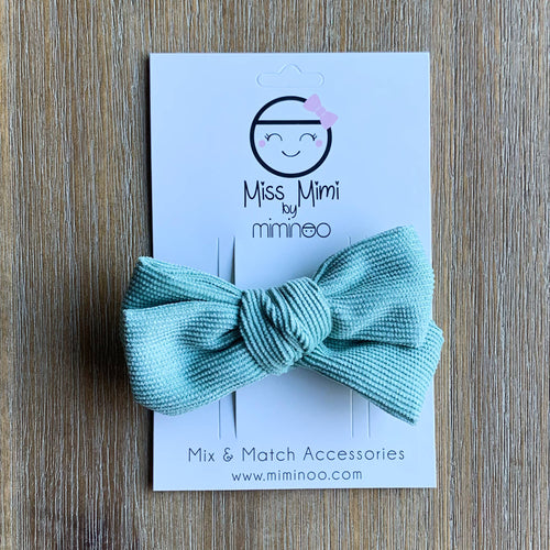 Miss Mimi by Miminoo - Corduroy Hair Bow Sage - littlelightcollective