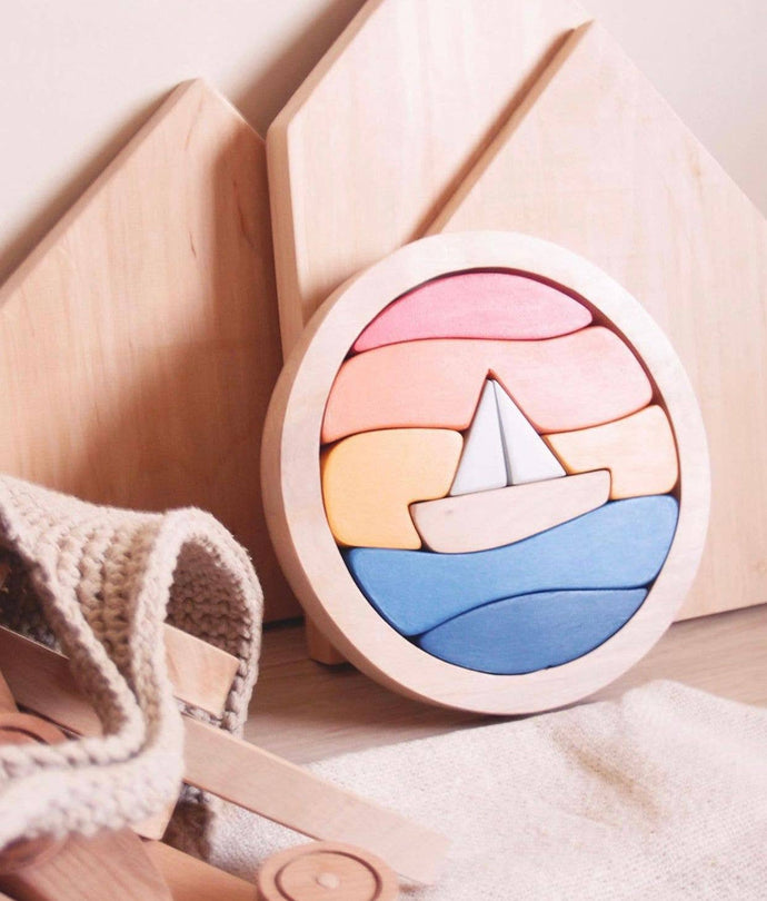 Sunset Boat Wooden Puzzle - littlelightcollective