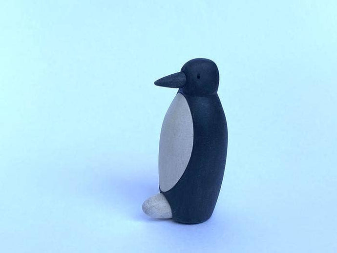 Wooden Penguin Figurine With an Egg - littlelightcollective