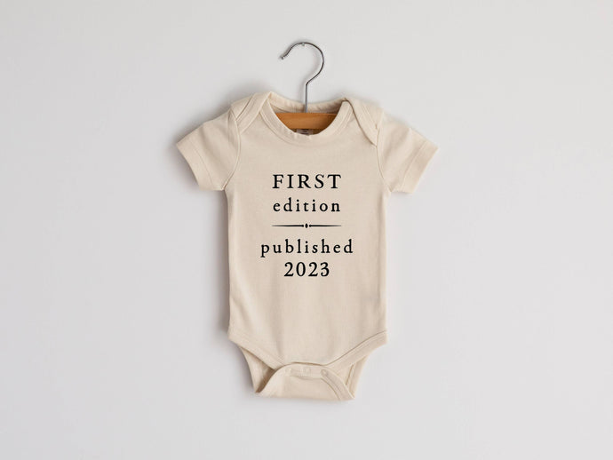 Organic First Edition 2023 Book Style Organic Baby Bodysuit 0-3 Months - littlelightcollective