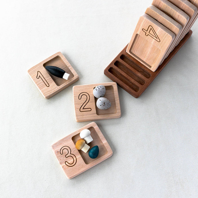 Wooden Number Counting Trays - littlelightcollective