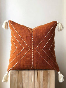 Boho Cushion Cover / Throw Pillow - Brick Geometric Tassel - littlelightcollective