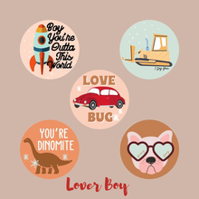 Load image into Gallery viewer, Lover Boy Valentines Day Button Set - littlelightcollective