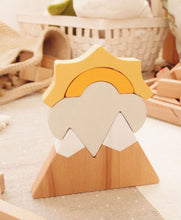 Load image into Gallery viewer, Mountain and Sun Wooden Stacker - littlelightcollective