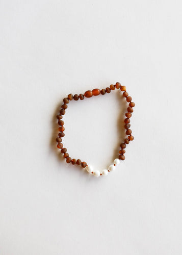 Kids: Raw Cognac Amber + Pearls - littlelightcollective