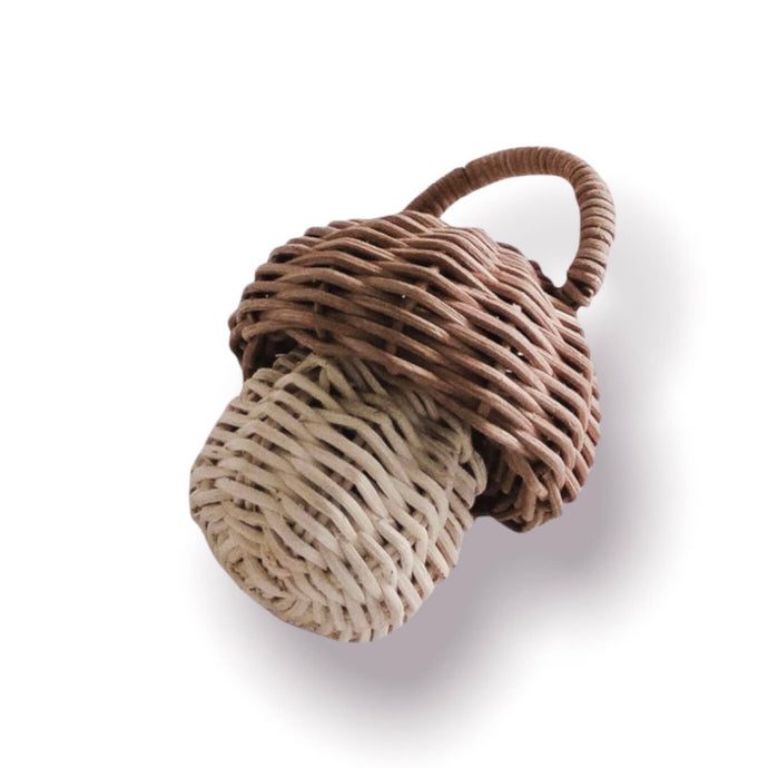 Handmade natural rattan mushroom rattle - wicker boho toy - littlelightcollective