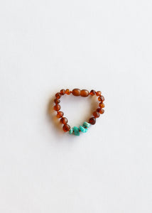 CanyonLeaf - Kids: Raw Amber + Raw Green Amazonite  || Anklet or Bracelet - littlelightcollective