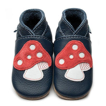 Load image into Gallery viewer, Toadstool Navy Leather Baby Shoes - littlelightcollective