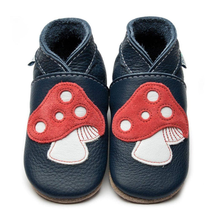 Toadstool Navy Leather Baby Shoes - littlelightcollective
