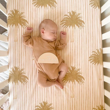 Load image into Gallery viewer, Stripe Palm Cot/ Bassinet Sheet - littlelightcollective