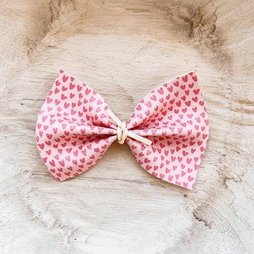 Pink Hearts Bow - HeyCuteDesigns - littlelightcollective