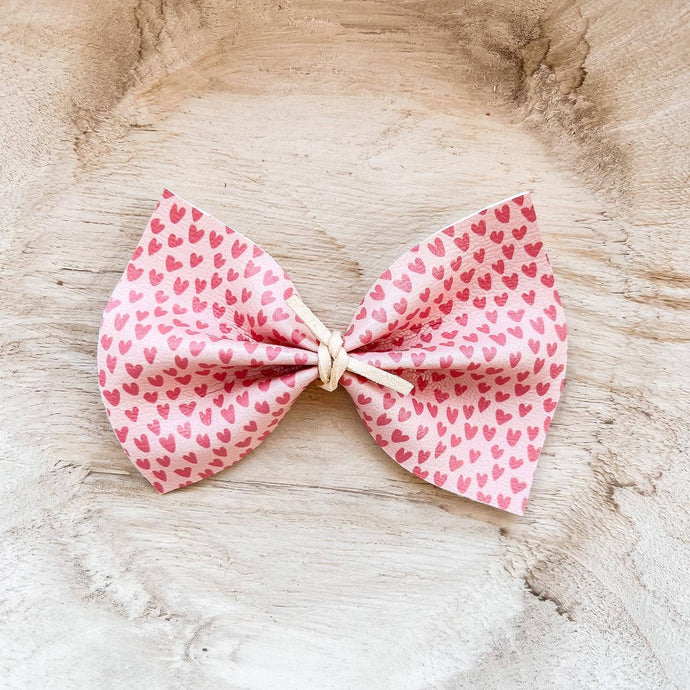 Pink Hearts Bow - HeyCuteDesigns - littlelightcollective