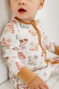 Mushroom Love - Zip Up Bamboo Romper - littlelightcollective