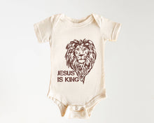 Load image into Gallery viewer, Organic Jesus Is King Bodysuit: Cream + Brown - littlelightcollective