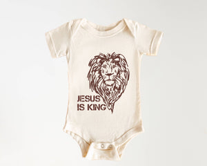 Organic Jesus Is King Bodysuit: Cream + Brown - littlelightcollective