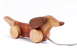 Friendly Toys - Pull Toy Red Sausage Dog - littlelightcollective