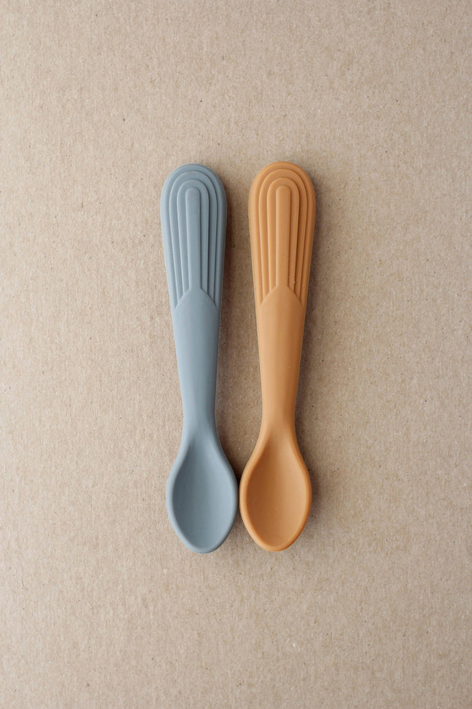 Rainbow Silicone Spoon - Dim Grey | Biscuit - littlelightcollective