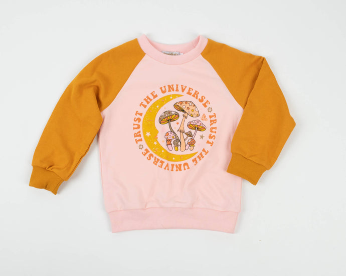 Trust the Universe Retro Raglan French Terry Sweatshirt Kids - littlelightcollective