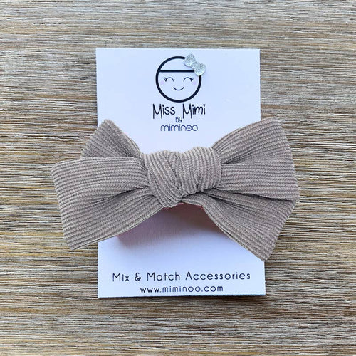 Miss Mimi by Miminoo - Corduroy Hair Bow Gray - littlelightcollective