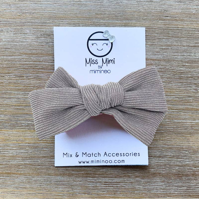 Miss Mimi by Miminoo - Corduroy Hair Bow Gray - littlelightcollective
