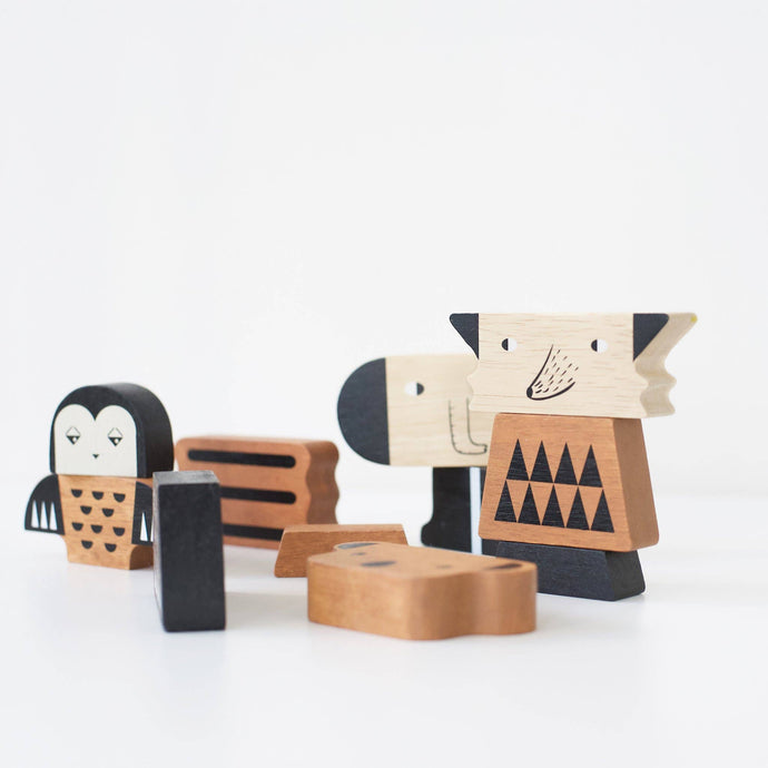 Wooden Animal Tower - littlelightcollective